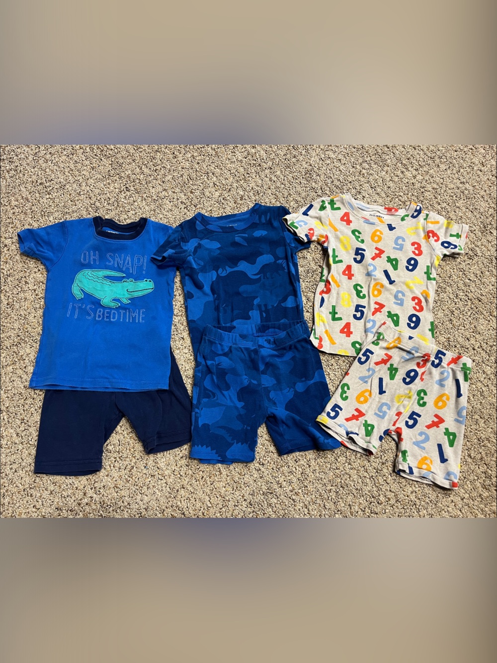 🍀6/$20 Baby Toddler short sleeve shorts pajama Sets - Blue & Multicolor Number